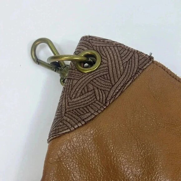 The Sak Leather Two Tone Shoulder Bag Braided Strap‎ Brass Hardware Purse - Picture 9 of 12